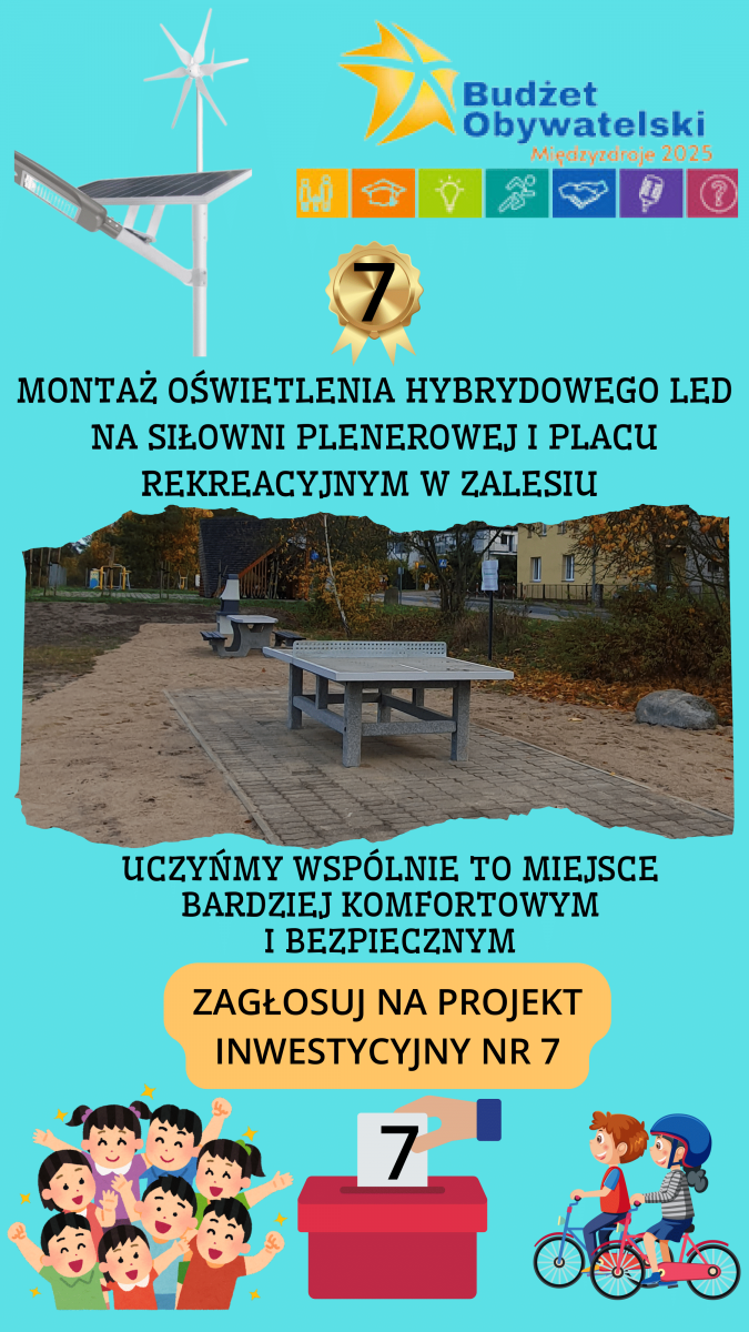 Inwestycyjny nr 7 - Zakup i montaż oświetlenia hybrydowego LED na siłowni plenerowej i placu rekreacyjnym w Zalesiu