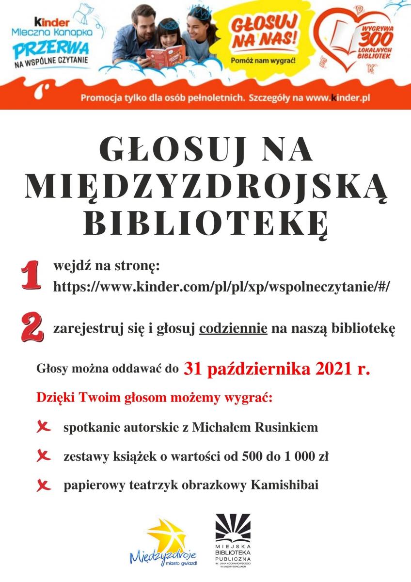 plakat promujący bibliotekę w konkursie Kinder